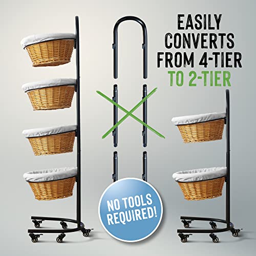 Ds The Display Store 4 Tier Retail Display Stand With Wheels & Sign Clips, Brown Retail Display Rack Basket Stand, Farmers Market Display, Metal Market Display #TOP6