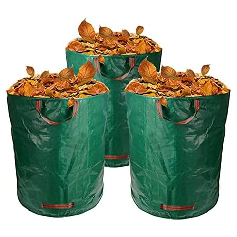 Hyperpower 3-Pack 72 Gallons (270L) Reusable Garden Waste Bags (H30, D26 inches) - Yard Waste Bags Heavy Duty Water Resistant with 4 Carrying Handles Cover