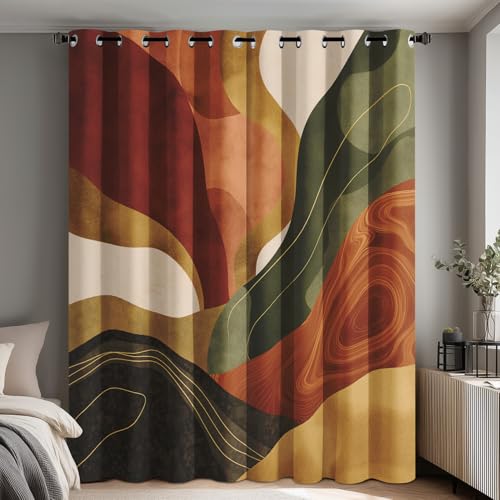 Boho Mid Century Curtains for Living Room 63 Inch Length,
