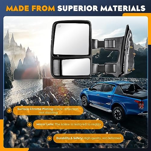 Towing Mirrors for Ford F-250 F-350 F-450 F-550 Super Duty 1999-2007 Power Heated with Turn Signal Manual Folding Telescoping (1 Pair) by Aeagle - Used condition - Image 8