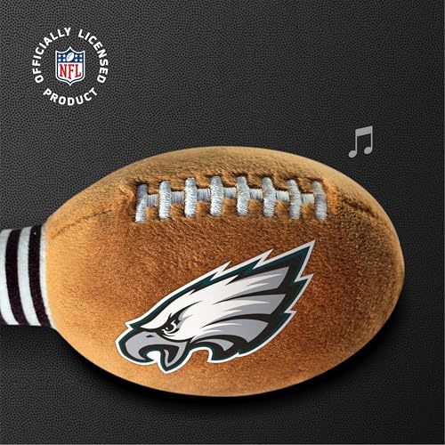 Image of Philadelphia Eagles Plush Football Rattle by Smilo - Officially Licensed NFL Baby Rattle Toy - Soft Baby Rattle with Bell - for Babies and Toddlers from 3 Months