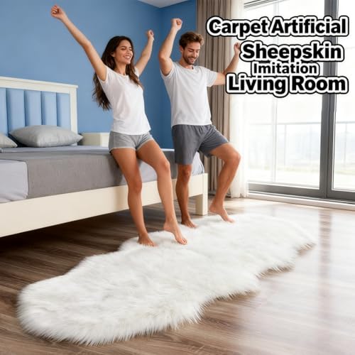 Teppiche aus gefälschter Wolle aus künstlichem Leder Super weiche Wollfilm-Teppiche Lange Filmteppiche Optische Imitation Lanasmatratze Sofa Kissen 40 x 60 cm - Weiß