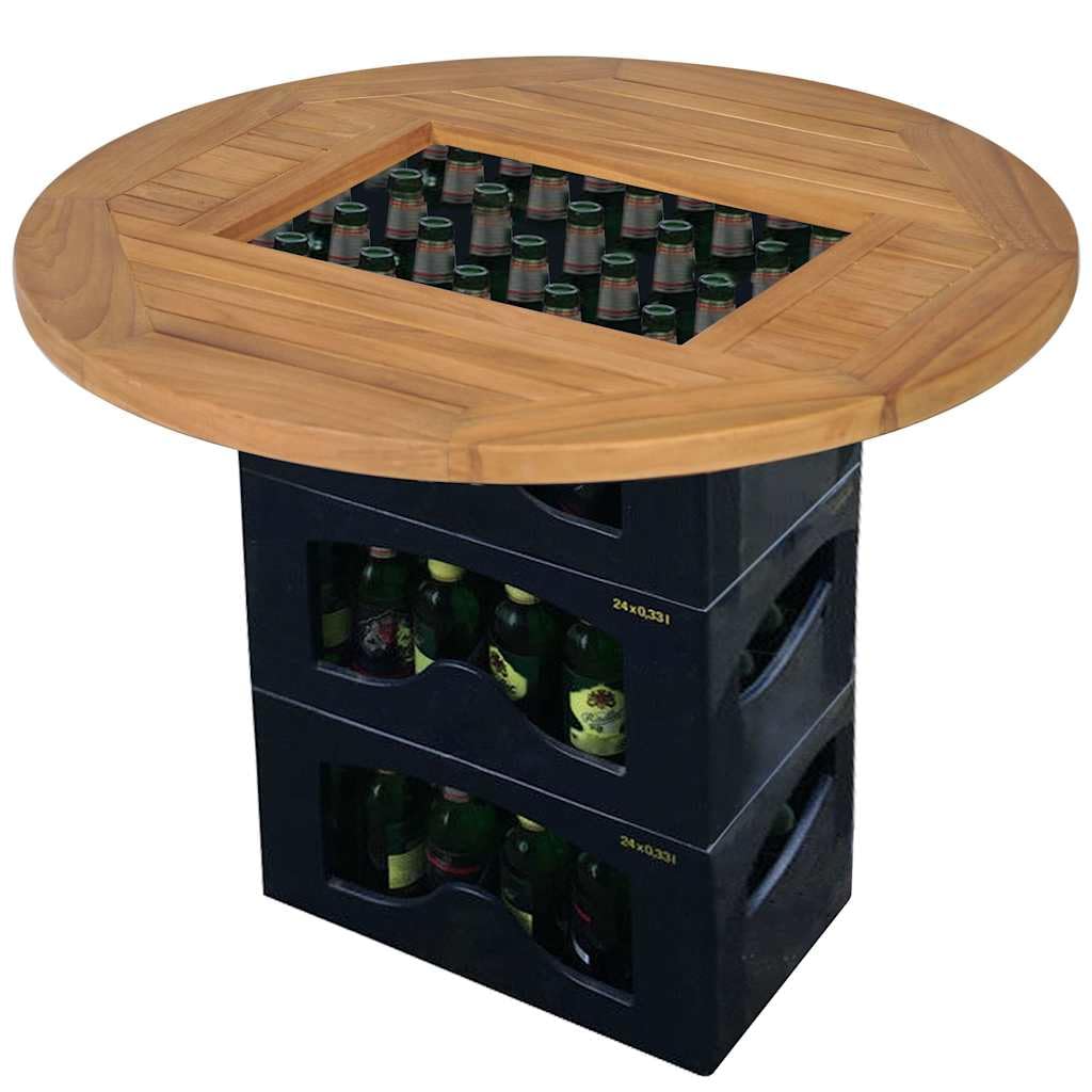 vidaXL Teak Bierkastentisch Bierkisten Tischaufsatz Stehtisch Bartisch Bistrotisch Holztischplatte Tischplatte Balkon Garten 70cm Braun