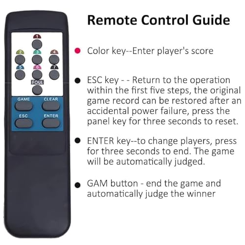 Marcador electrónico de billar con pantalla LED y control remoto de pared 4
