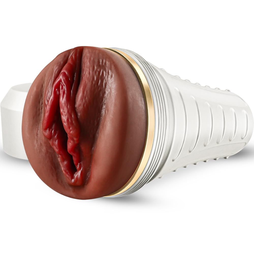 Male Masturbator Realistic Pocket Pussy Vagina Textured with 7.5in Depth Soft and Fleshy Texture,Penis Training Masturbators Sex Machine Toy for Men (Brown)