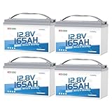 Redodo 12V 165Ah LiFePO4 Battery with Bluetooth, 165A BMS, 2112Wh, Group 31 Lithium Battery with 1.65X Longer Lasting, Perfect for RV, Marine, Solar (4 Pack)