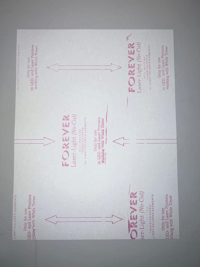 Forever Laser Light (NoCut) Heat Transfer Paper 8.5"x11