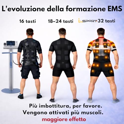 Its-Me Tuta I-Sport Ems 2 Pezzi Con 32 Elettrodi, Novità Mondiale, Powerbox E Tablet Inclusi, Allenamento Ems Tramite App Per Sviluppo Muscolare E Cardio, Materiale Tuta Innovativo (M) - 2