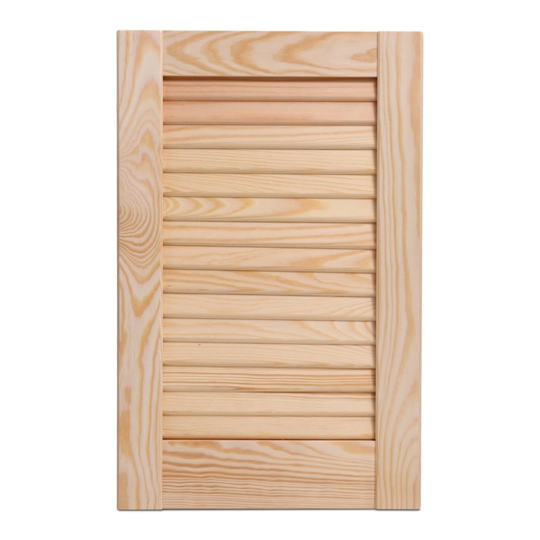 Full Stylish Door, Pine Wood, Closed Natural or White Color, Slatted Wardrobe Doors, Internal Cupboard Doors, Various Sizes (Natural [mm] 462x594)