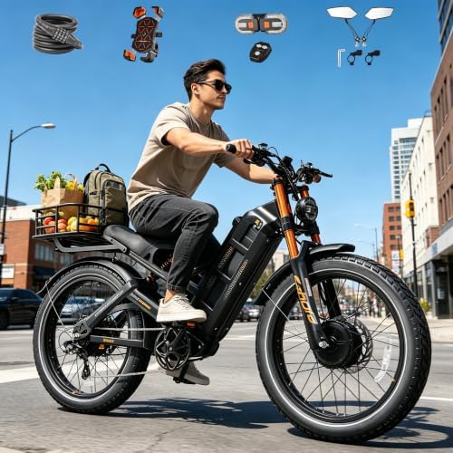 2026 eAhora Romeo Pro 3/2 52-46 Mph Electric Bike for Adults, 6000W/4000W/2500W Dual Motor Ebike 60V 80Ah/52V 70Ah Battery 235+Miles Long Range, 26*4.0"/20*4.5" Fat Tire, Full Suspension, All Terrain