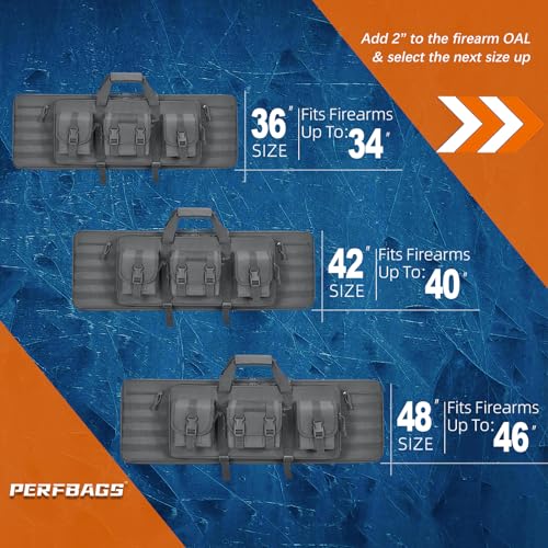 PERFBAGS Soft Rifle Case 36 inch, Tactical Long Double Rifle Backpack Gun Bag for Hunting Shooting Range, Transportation with Lockable Zipper and Molle System