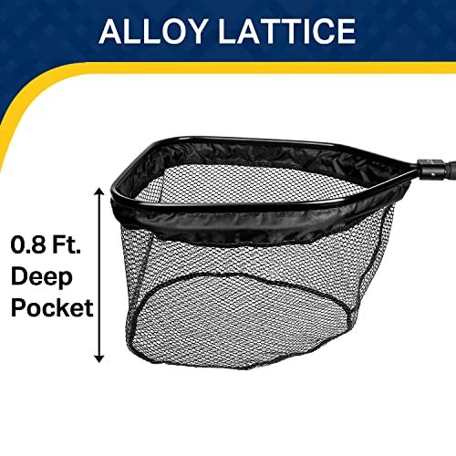 Rhinr Rubber Coated Foldable Floating Fishing Net For Steelhead, Salmon, Catfish, Bass, Fly, Kayak, Easy Catch & Release With Telescopic Pole And Spring Shackle #TOP1