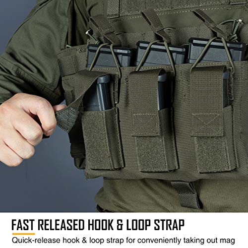 Idogear Triple Mag Pouch Open-Top Triple Kangaroo Magazine Pouch And Pistol Mag Pouch 500D Nylon Airsoft Hunting Military Gear (D：ranger Green) #TOP6