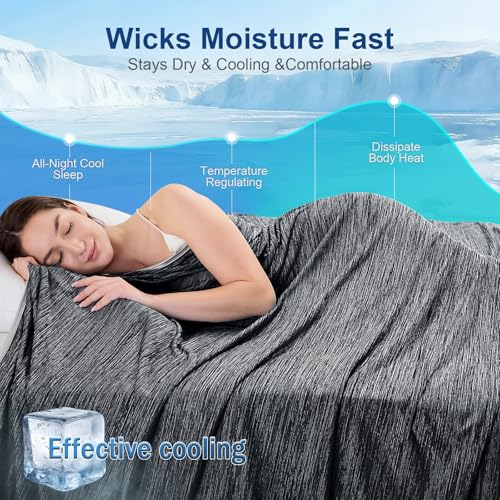 Image of KMUSET Cooling Blanket Full Size(80 inchx90 inch, Double Sided Summer Cooling Blankets for Hot Sleepers & Night Sweats, Lightweight Blanket for Sofa Bed Couch, Room Decor, Gifts for Women Charcoal Black