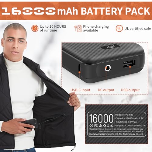 Heated Vest for Men Women with Battery Pack 16,000mAh DC 7.4V Electric Lightweight Heated Vest3