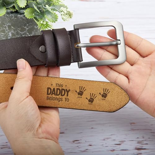 Personalized This Daddy Belong to Belt, Custom Engraved Leather Belt for Father, Father's Day Gift from Son or Daughter, Adjustable Mens Belt for Husband, Thoughtful Gift for Dad, Birthday3