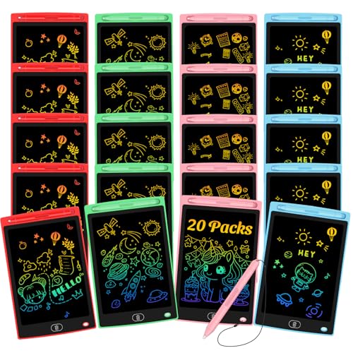 20 Pack LCD Writing Tablet for Kids - Erasable and Reusable Toddler Doodle Board in 8.5 inch, Ideal...
