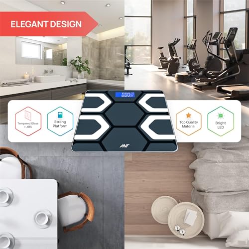 Image of ANT Flora Fit Digital Body Weighing Scale for Home, 180kg Capacity, 50g Accuracy, High Precision Sensors, 5mm Tempered Glass, LCD Display, Auto On /Off, Low Battery Indicator, 30-Month Warranty