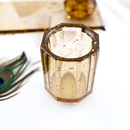 Miniatura 5 de Voyyphixa 2 moldes de resina para jarrón, moldes de resina de silicona para macetas, moldes geométricos de resina epoxi para manualidades, brochas