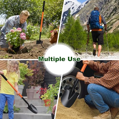 Small Shovel 43.3Inch Durable Metal Shovel for Digging Small Spade Shovel Garden Shovel for Gardening Digging Camping Farming and Outdoors, Orange by Pragmatist - Used condition - Image 4