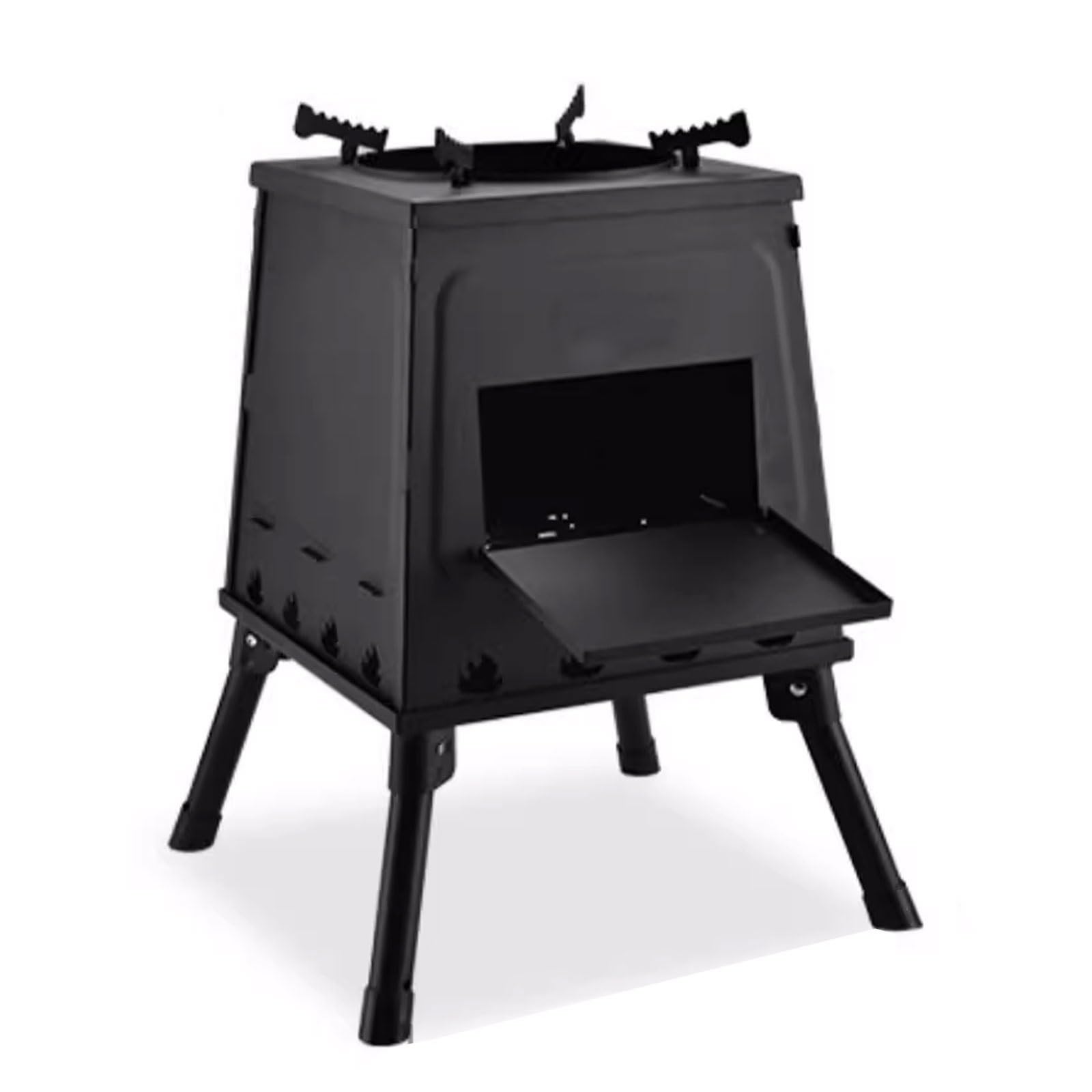 Poêle à bois portable en acier au carbone avec sac de transport pour tente et camping