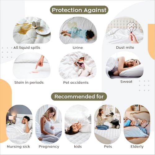 Image of Ayka 100% Waterproof Cotton Terry Mattress Protector King Size Breathable Hypoallergenic Noiseless Ultra Soft Fitted Bed Protector 84x72 inch Mattress Cover /Bed Cover (Brown, Super King (84 * 72 inch))