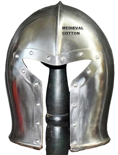 Medieval cotton “Barbuta Helmet Medieval Knight Helmet with Visor | Historical Armor Helmet | Handmade Collectible Helmet for Reenactment, LARP & Costume”