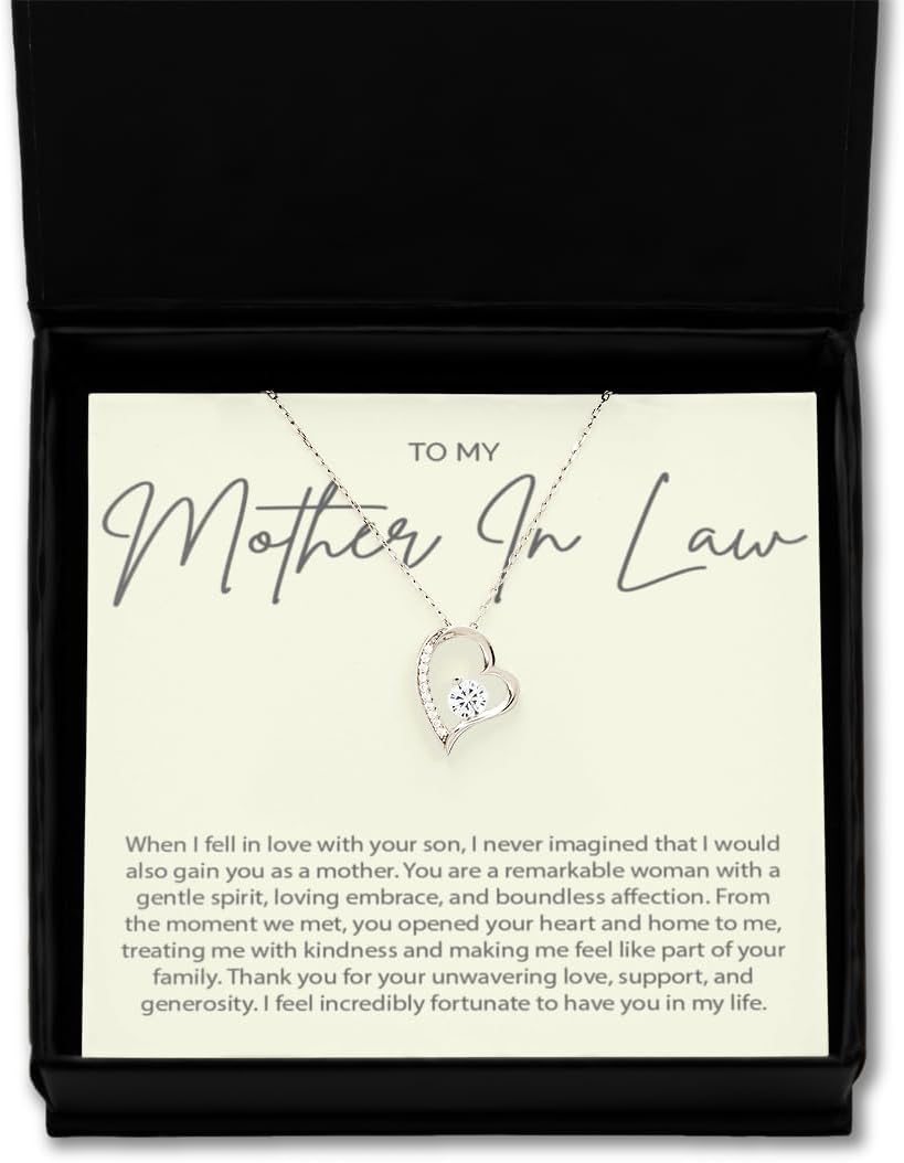 Gifts For Mother In Law Necklace, Mother In Law Mother’s Day Gifts, Stunning Rhodium-Plated Sterling Silver Necklace For Mother Of The Groom From Bride