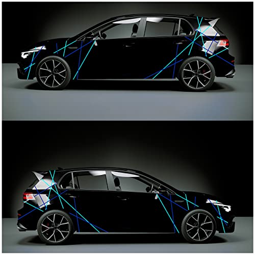 Auto Streifen Dekor Folien zweifarbig Zierstreifen 10m Länge 15mm Breite Dekorstreifen für Kfz Motorrad Boot Modellbau Zubehör Klebestreifen Rallystreifen (02 Königsblau/Türkis)