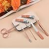 7 Piece Professional Manicure Pedicure Set, Nail Clippers, Eyebrow Scissors, Tweezers, Rose Gold no:2-3