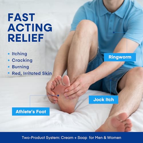 Hermon Clotrimazole Antifungal Treatment Cream & Soap Kit: Antifungal Cream for Athletes Foot, Jock Itch, Ringworm with Anti Fungal Soap - Relieves Itching Burning Cracking - 57g Tube / 113g Bar