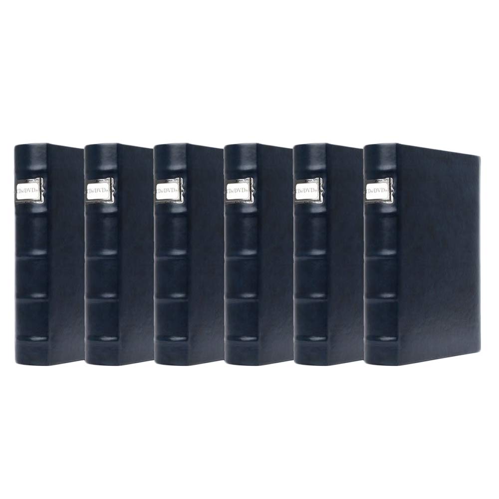 Bellagio-Italia Corona Lago (Blue) DVD Storage Binder 6-Pack- Stores Up to 288 DVDs, CDs, or Blu-Rays - Stores DVD Cover Art - Acid-Free Sheets