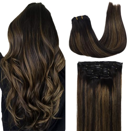 Image of GOO GOO Clip in Hair Extensions Real Human Hair Balayage Remy Extensions