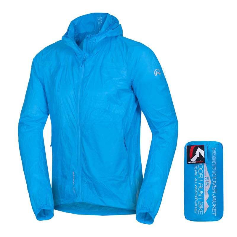 NORTHFINDER Chaqueta impermeable para hombre, empaquetable, multideporte, para bicicleta, ultraligera, para correr, senderismo, montañismo, ropa deportiva, chaqueta NORTHCOVER, azul, XXL