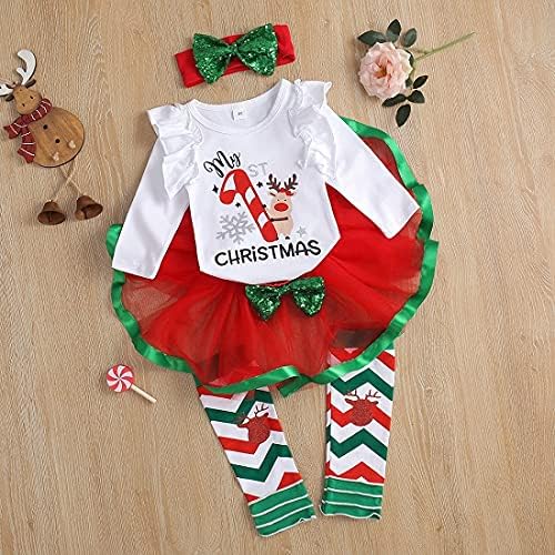 Bodysuit+Tutu Skirt+Leg Warmers+Bow Headband Christmas Outfits Set - Image 3