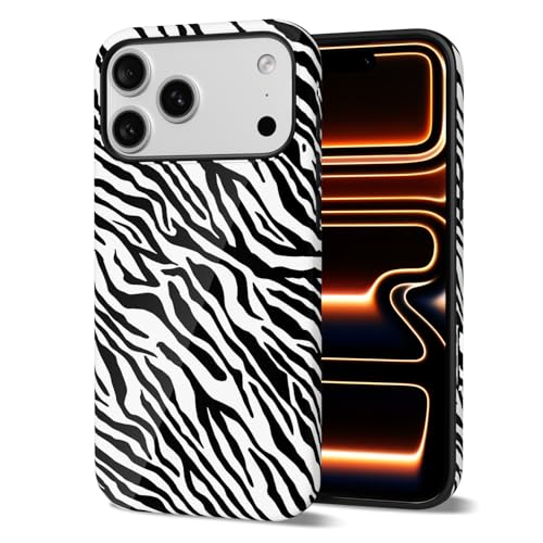 Svanove Zebra Print Phone Case for iPhone 17 Pro Case Girly, Cute Zebra Case for Women Girls, Luxury Trendy Retro Fashion Cool Animal Print Design, Aesthetic Pattern Hard Shell Plastic Cover, Black