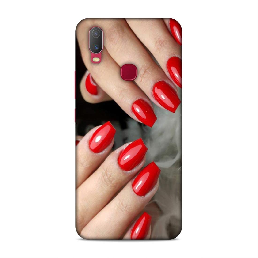 Printed Mobile Back Hard Case Cover for Vivo Y11 | Red Nails, Nail Paint, Makeup, Girly -2314-image-36