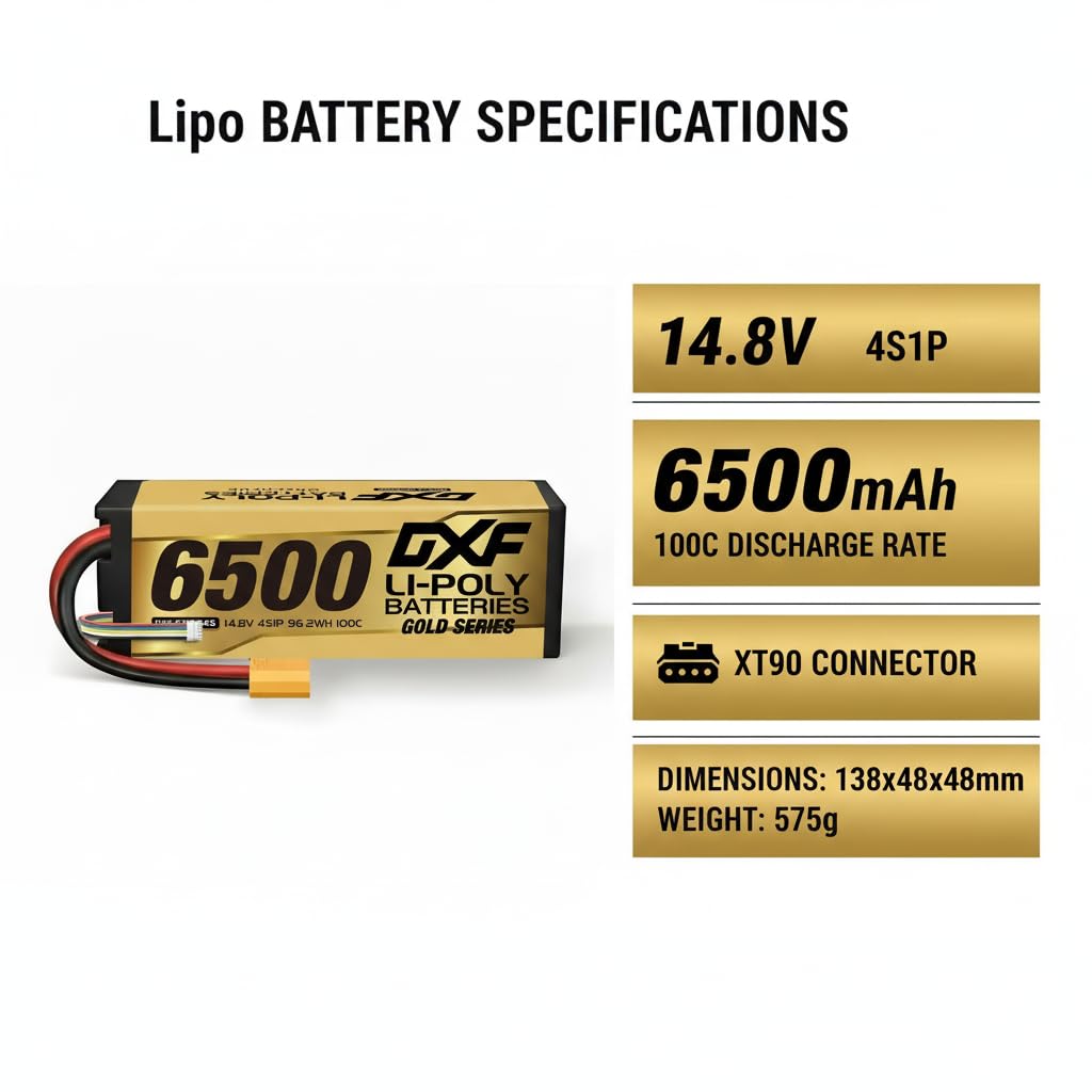 DXF 4S Lipo Battery 14.8V 100C 7000mAh with XT90 Plug RC Battery Hard DXF 4S Lipo Battery 14.8V 100C 7000mAh with XT90 Plug RC Battery Hard