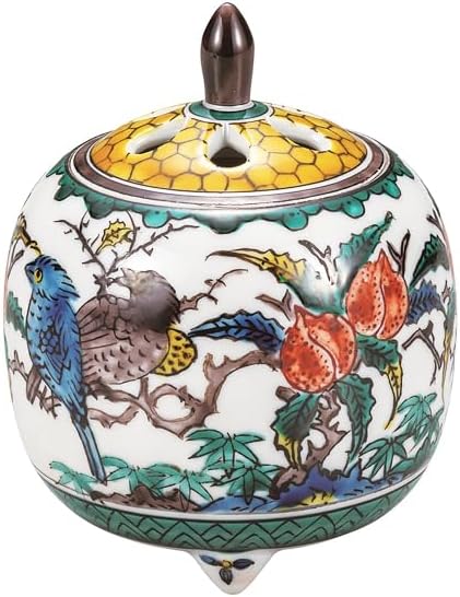 Kutani Iwataya No. 3.5 Incense Burner, Old Kutani Hanacho K9-1495