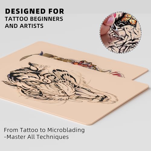 MIHERT 30Pcs Professional 1mm Tattoo Practice Skin 8x6 Inch - Double-Sided Blank Fake Skin Silicone for Beginners, Pro Artists, Microblading, Eyebrow & Body Art Training — view 5