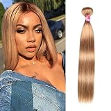 XCCOCO Peruvian Virgin Remy Hair 10A 27# Honey Blonde Silky Straight Human Hair One Bundle 24inch Dark Blonde Thick Full Human Hair Bundles