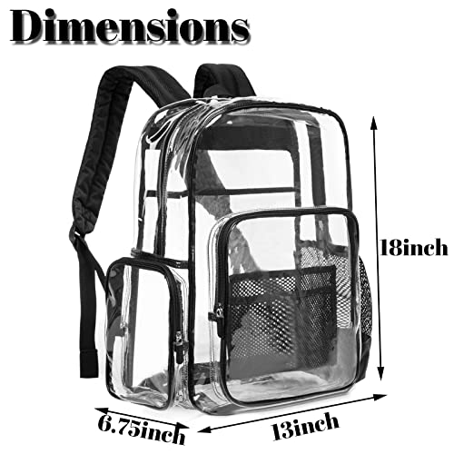 Tacvel Large Heavy Duty Clear Backpack Durable Transparent See Through Bag (Black) #TOP1