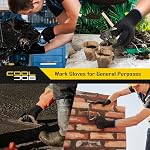 COOLJOB 12 Pairs Cotton Knit Work Gloves with Non-Slip Grip Dots, Breathable Lightweight Gloves for Construction Gardening, Black, Large Size