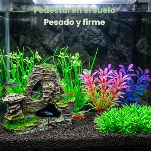 Miniatura 3 de Vibury - Plantas De Decoración Para Acuario, 13 Piezas, Tamaño De Plantas De Acuario, Plástico, Decoración Y Roca De Poliresina, Decoración Y Decoración De La Cueva