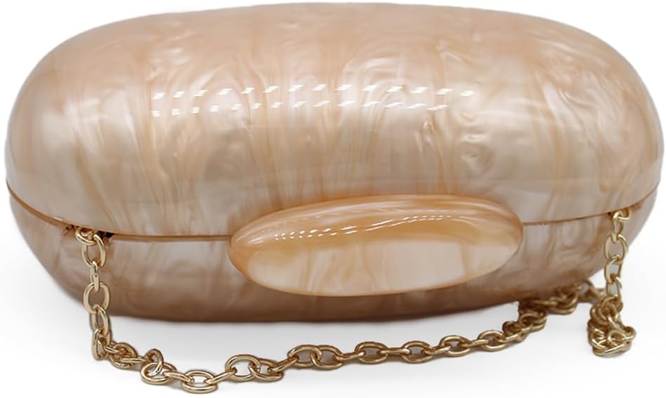 Acrylic Evening Clutch Bag for Women Shell Shape Shoulder Crossbody Bag Glitter Marble Purse Handbag - Image 4