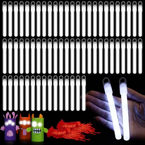 Lewtemi 50 Pack 4 White Glow Sticks Bulk Glow in The Dark Party Supplies Birthday Holidays Party Favors Accessory Game Prizes or Treats