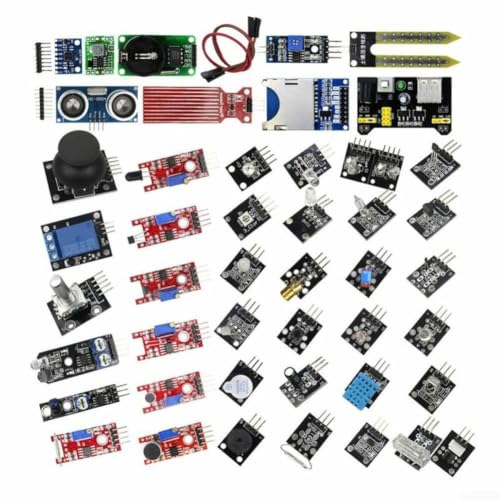 Colección de módulos de sensor actualizada de 45 piezas compatible con Arduino para Raspberry Pi con entradas digitales analógicas para robótica coche inteligente y sistemas de alarma de seguridad