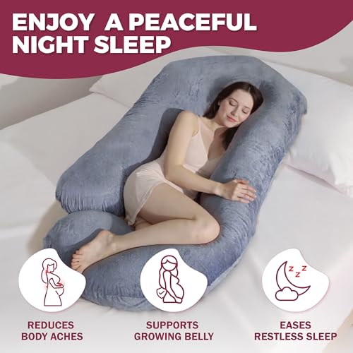 Image of Pregnancy Pillows for Sleeping - 57-Inch Maternity Pillow for Pregnant Women with Removable Washable Cover - Support for Back, Belly, Neck, Legs, & Hips - V C U Shaped Full Body Pillow