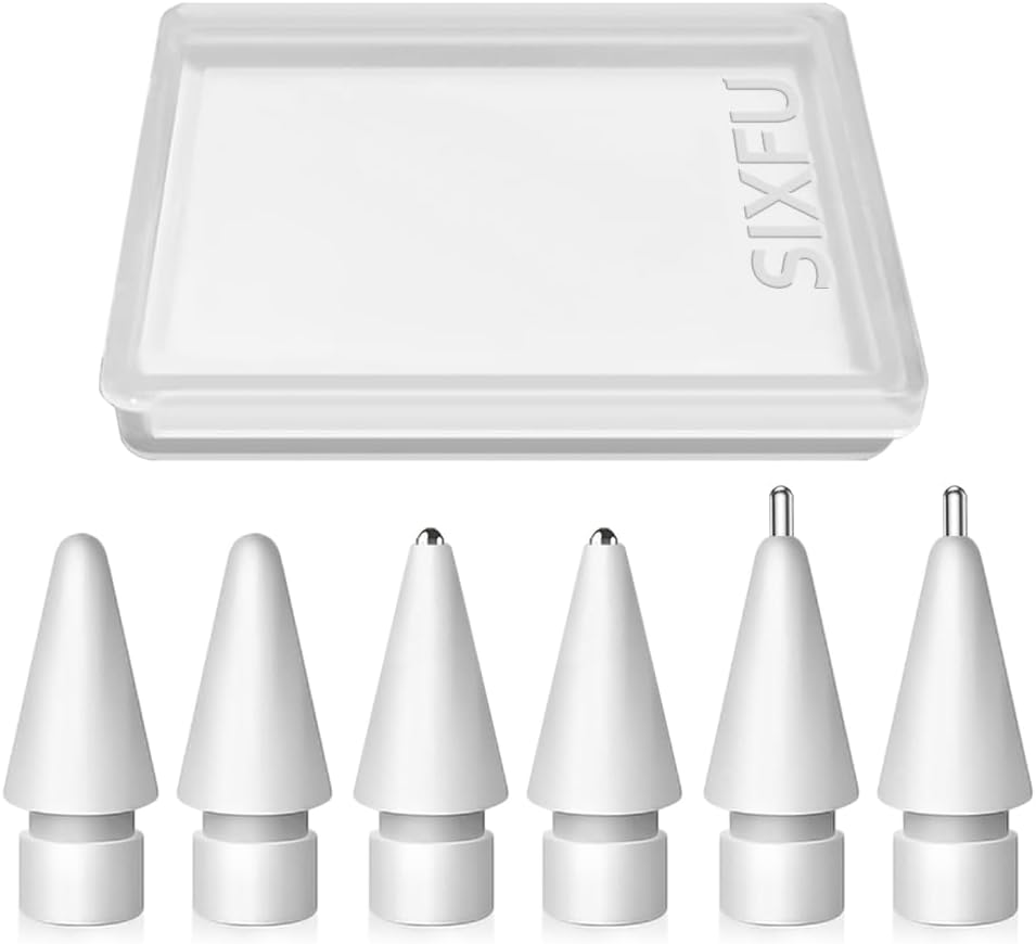 Upgraded Replacement Tips for Apple Pencil, Metal Tips Set Precise Control for Apple Pencil USB C/ 2nd/ 1st Gen Apple Pen Nib(6 Pack)