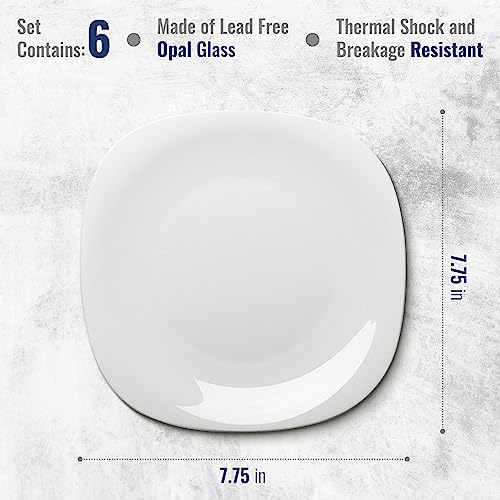 Bormioli Rocco Parma Set Of 6 Appetizer, Salad and Dessert plates, 7.75 Inch Tempered Opal Glass, Clean White, Linear & Curved Design, Dishwasher Safe, Made In Spain. by Bormioli Rocco - Used condition - Image 2